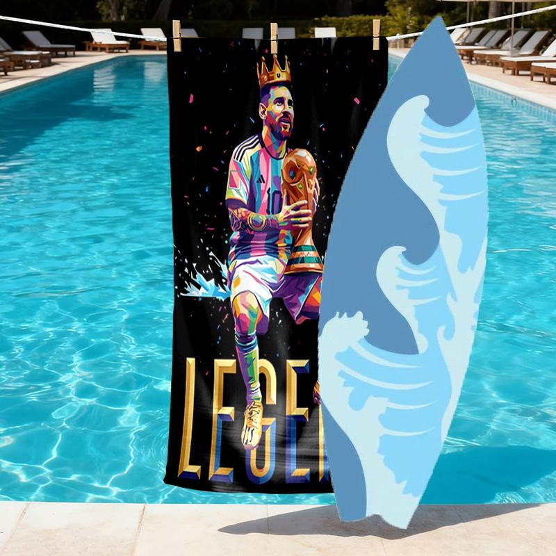 Lionel Messi Print Beach Towel Design, Soft, Lightweight. for Home Bathroom, Spa, Pool, Yoga, Surfing, Camping, Gift for Family, Friend