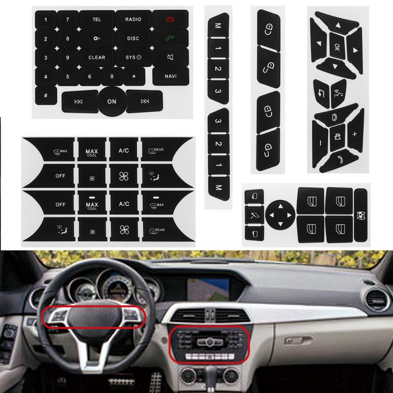 Car A/C Door Lock Window Switch Button Repair Sticker Decals Stickers For Benz GLK350 C Class CLS C218 W172 W204 W212 W218 W207