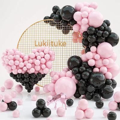Macaron Balloon Set Black Pink Latex Balloon Chain Wedding Room Decoration Birthday Party Balloon