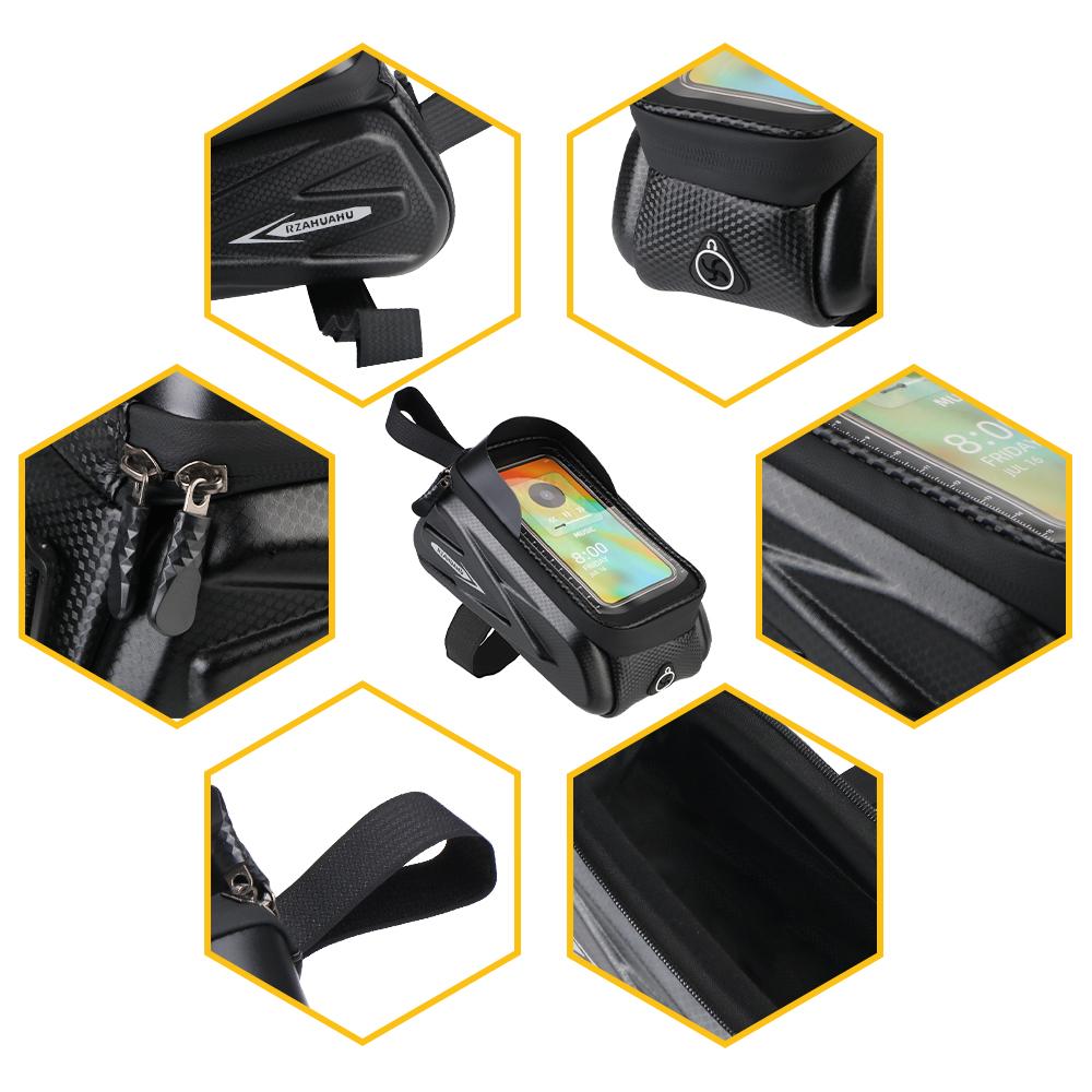 Waterproof Universal Bicycle Hard Shell Phone Bag 7.28 inch Bike Accessories Large Capacity Cycling Top Tube Front Frame Bag