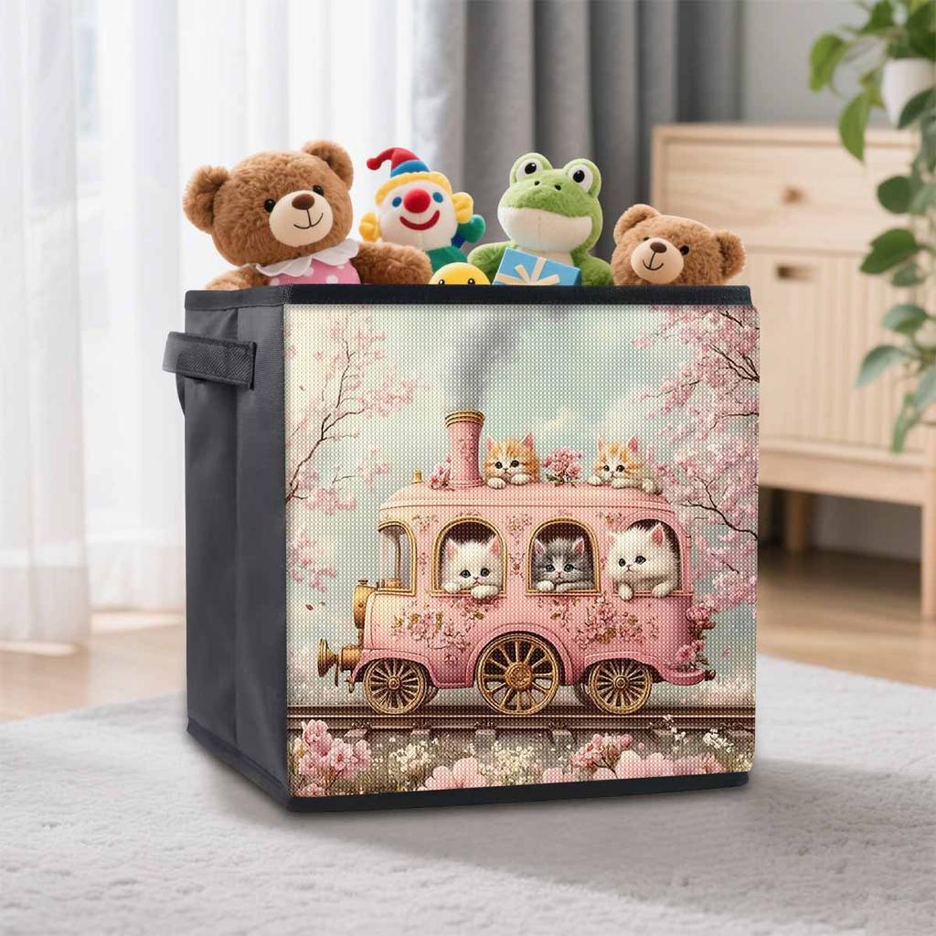 The Pink Little Train 5D Diamond Painting Storage Basket Full Round Drill Mosaic Diamond Embroidery Cross Stitch Kits Home Decor Home Decor