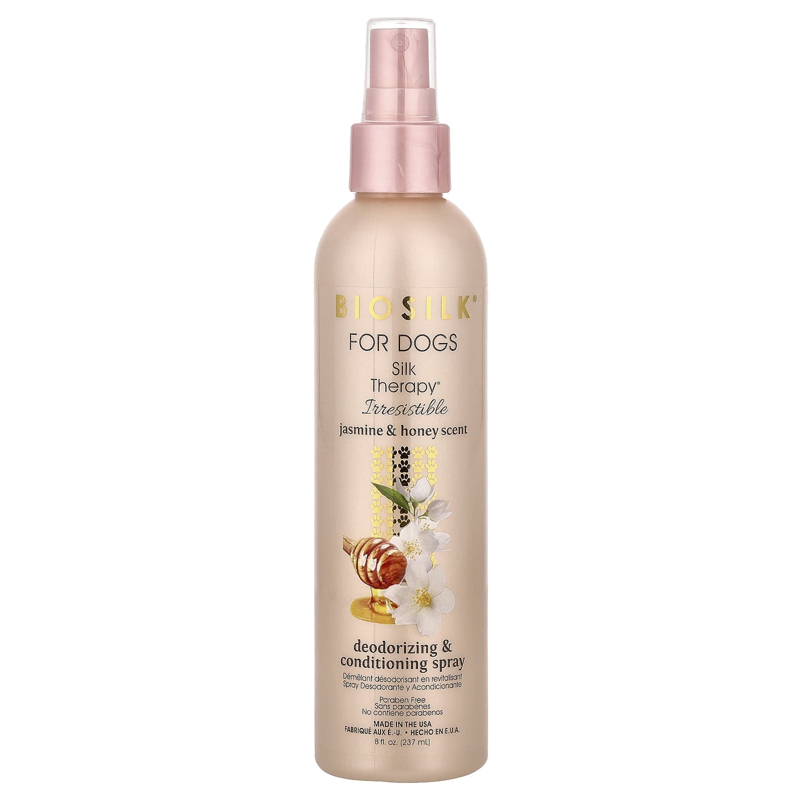 

Biosilk, Silk Therapy®, Deodorizing & Conditioning Spray, for Dogs, Jasmine & Honey, 8 fl oz (237 ml)