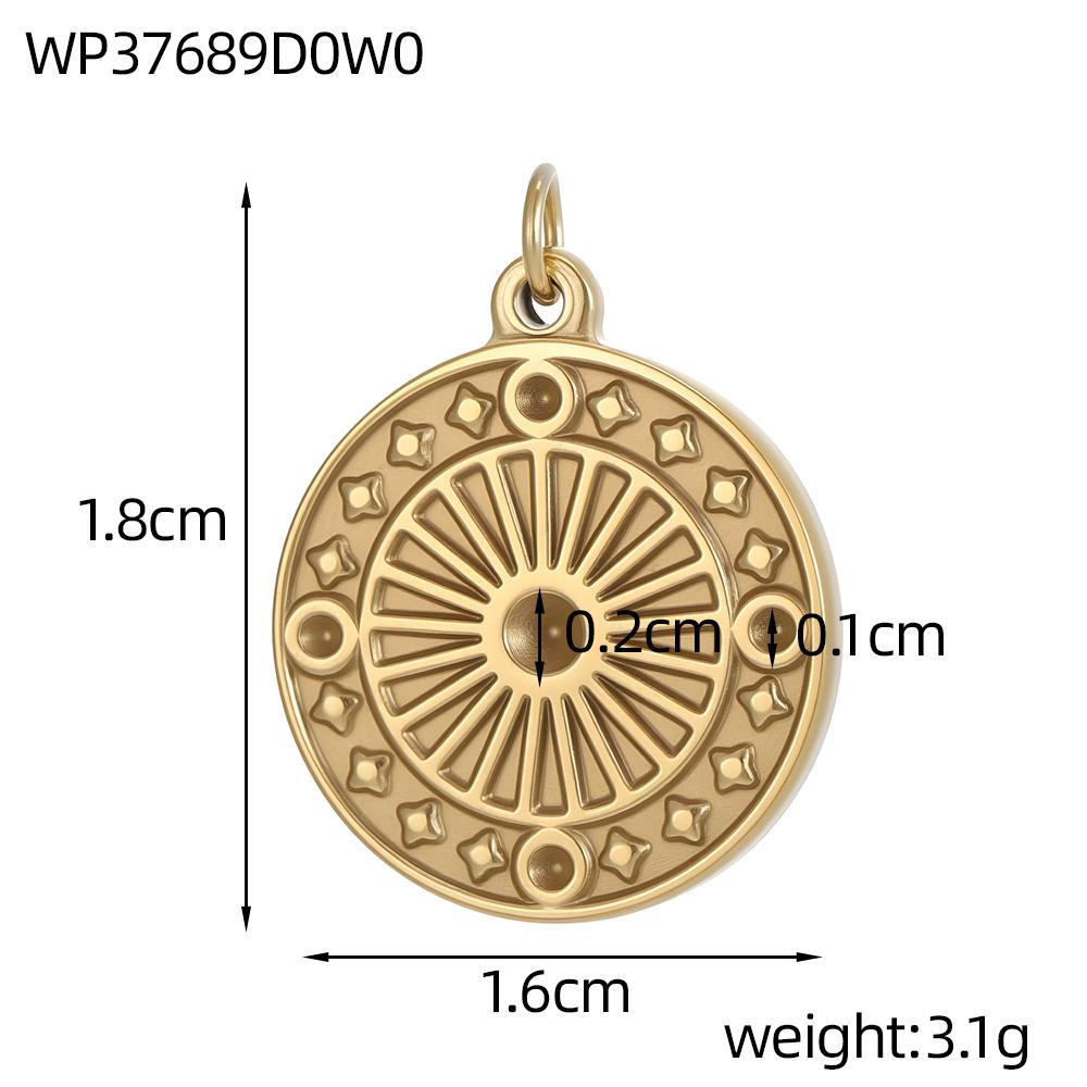 CARLIDANA Retro Geometric Jewelry Pendant Charms Stainless Steel Gold Plated Embossed Coin Moon Sun Jewelry Accessories Earrings