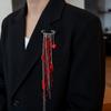 Red Love Heart Heart Beaded Tassel Brooch Light Luxury Style Tassel Ornaments  Cosplay