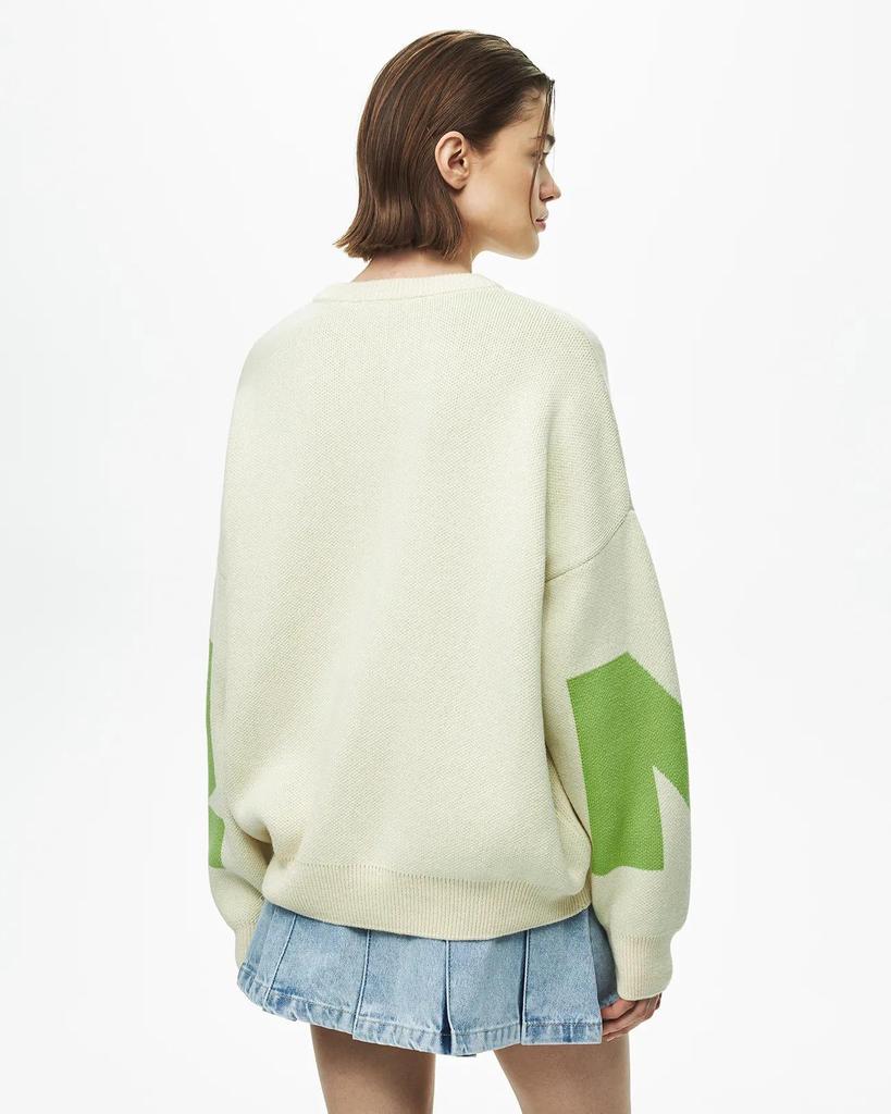 073 Loose Letter Wool Cross-Stitch Knitwear - Round Neck European & American Autumn/Winter Style