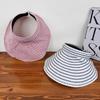 Empty Top Women's Stripe Sun Hat Folding Headband Bucket Hat Trendy Sun Visor Hat  Summer Outdoor