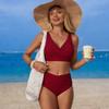 Women’s Summer Solid Color Bathing Suit Sexy Bikini Swimsuit, Two-Piece High-Waist Swimwear Set
