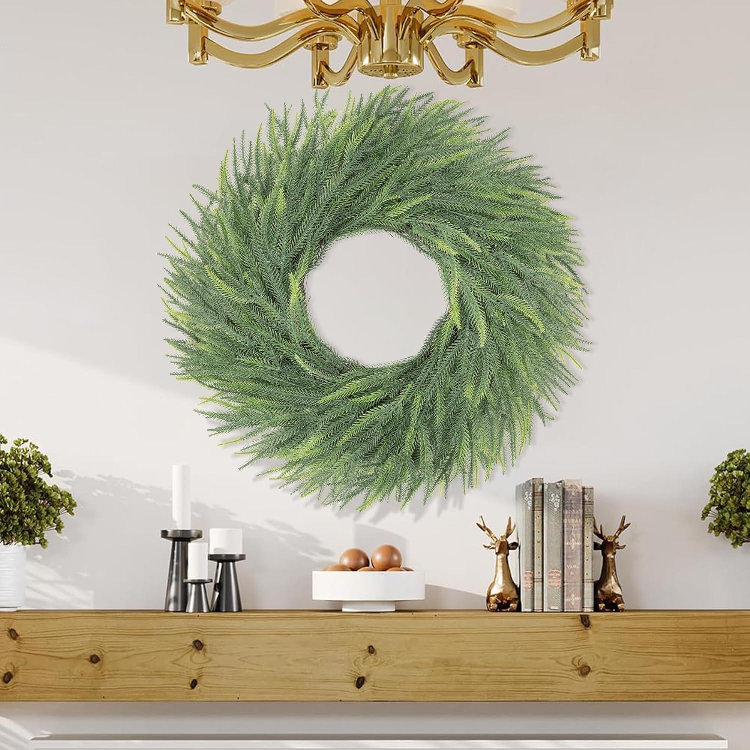 

Искусственный венок-симуляция 50 см Рождественский венок для подвешивания на дверь дома Венок для оформления сцены в отеле светло-зеленый