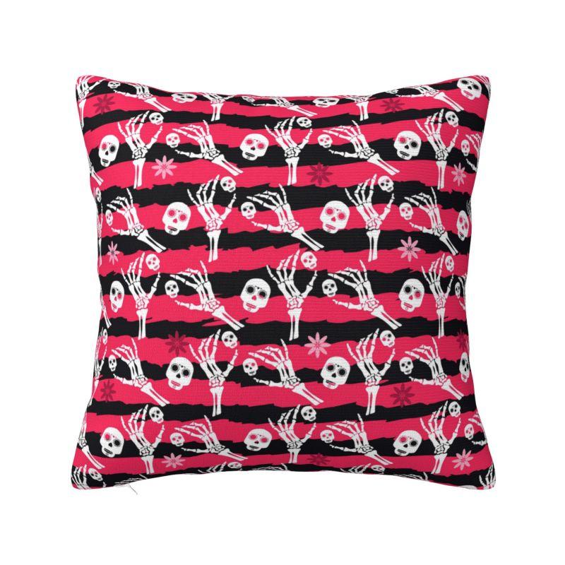 Custom Horror Skeleton Gothic Death Skull Cushion Covers 45x45cm Throw Pillow Case for Car Pillowcase Living Room Decoration