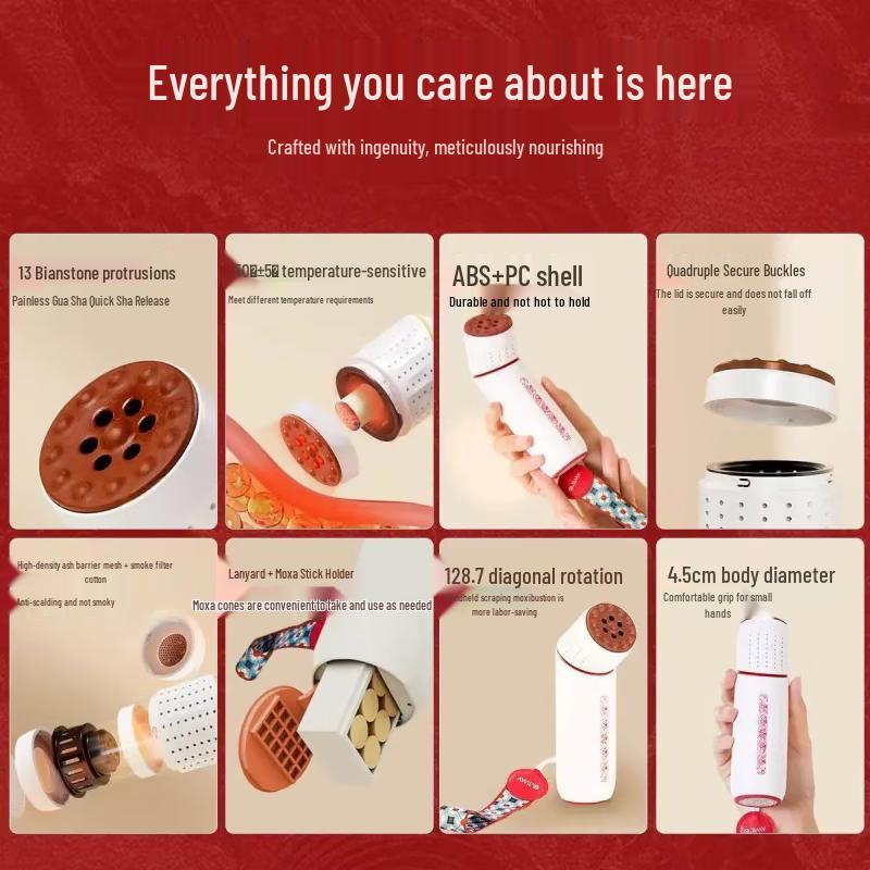 Aixiu Tang S2 Red Bianstone Portable Moxibustion Device