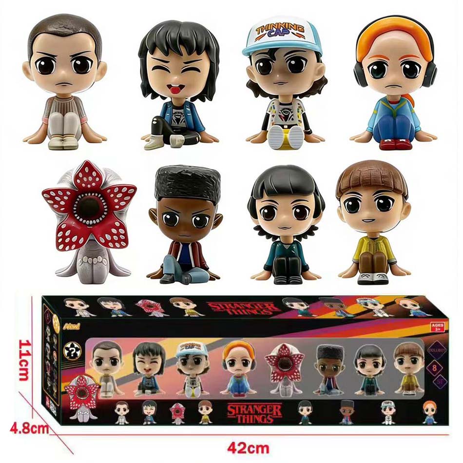 

8 шт. Аніме Stranger Things Q-версія Фігурка в сидячій позі Джейн Айвс Вілл Байєрс Фігурка для дій настільна статуетка Іграшка подарунок