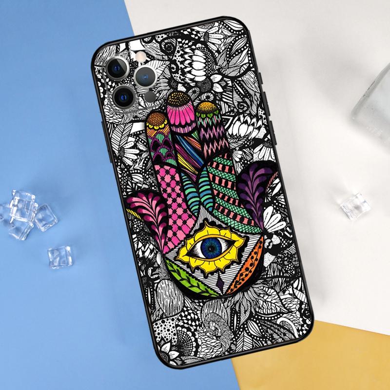 Hamsa Hand of Fatima Case For iPhone 16 15 13 12 11 14 Pro Max Mini Cover For iPhone 16 15 XR X XS Max Plus Phone Case