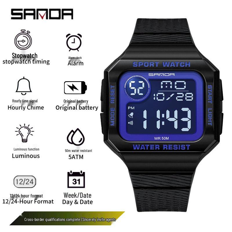 Sanda Youth Multifunctional Luminous Waterproof Unisex Watch