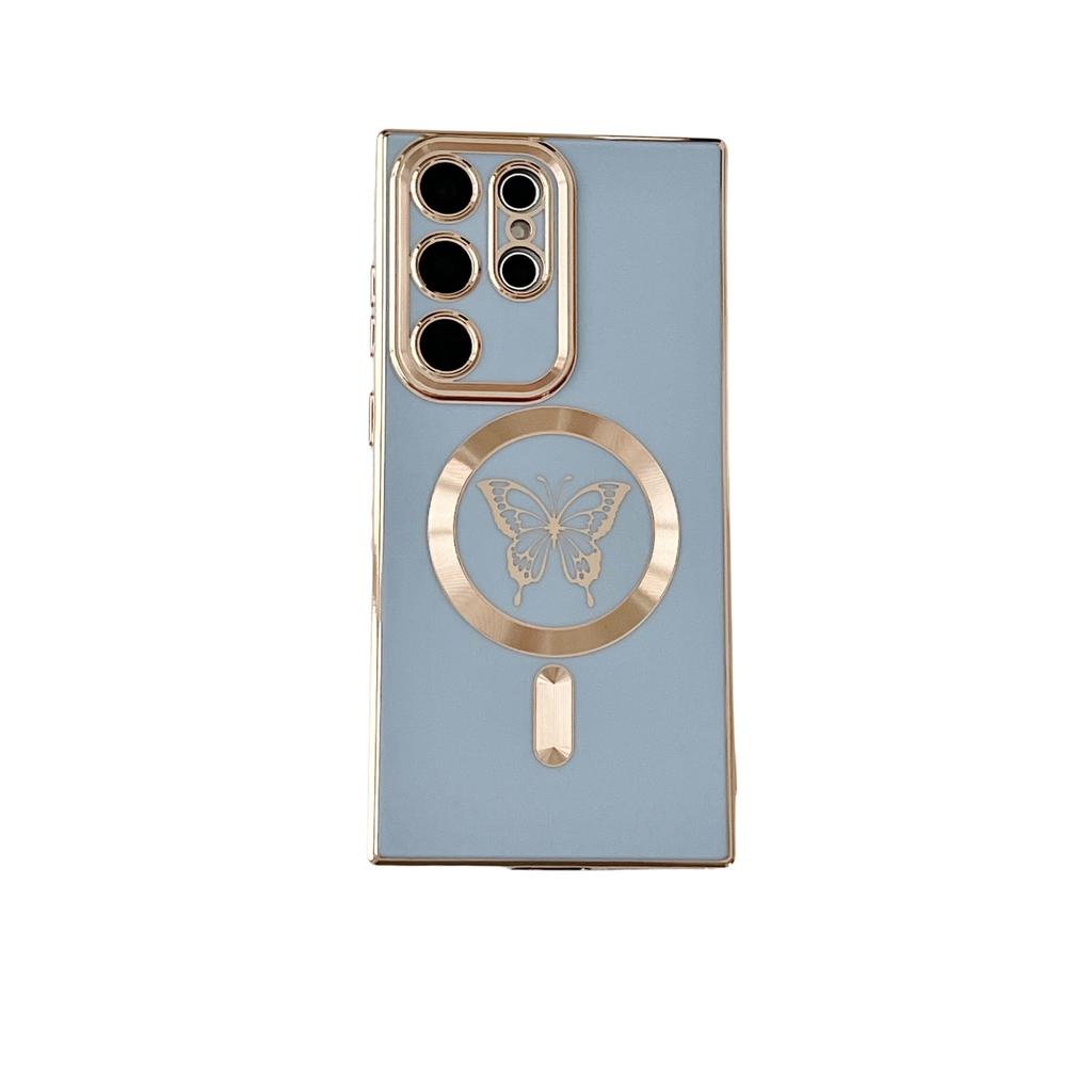 Applicable to Samsung S25ULTRA pupil eye solid color butterfly mobile phone case S24PLUS magnetic suction advanced sense protective case S21