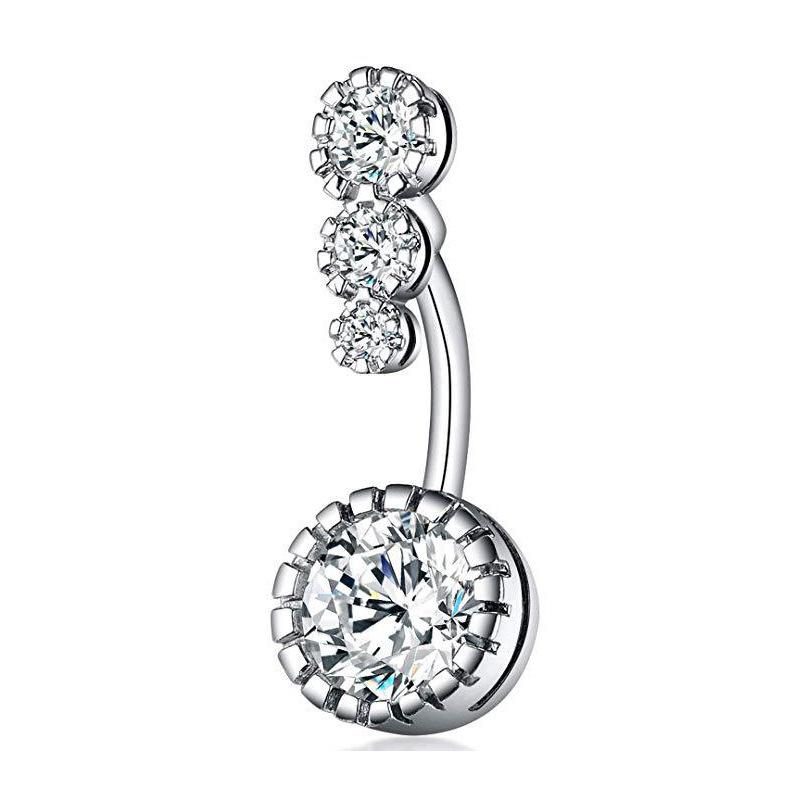 

Пупок Кольцо Стильное Простое из Нержавеющей Стали Круглый Бриллиант Циркон Пирсинг Ювелирные Изделия Пупок Гвоздики