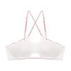 French Pure Desire Seamless Steel Ring Underwear Sexy Neck Contrast Color Cross Back Underwear Tube Top Gathering Bra Cover