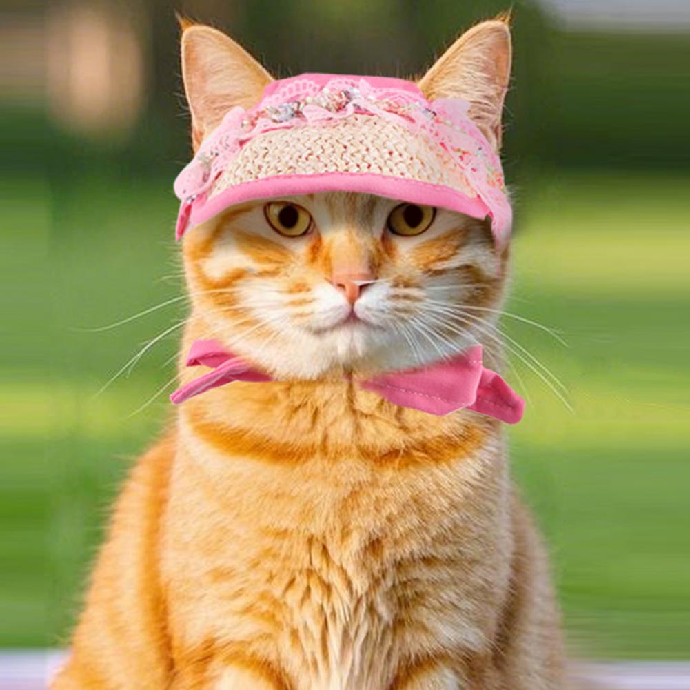 Spring Pet Sun Hat for Cats and Dogs Breathable Fisherman Cap with