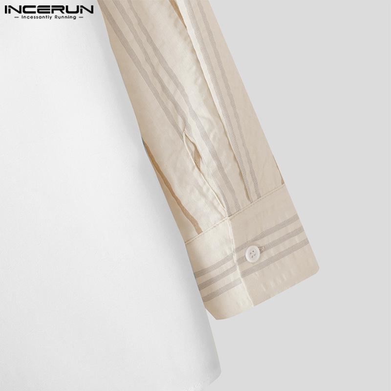 INCERUN Men Stand Collar Long Sleeve Floral Print Patchwork Buttons Casual Loose Shirts