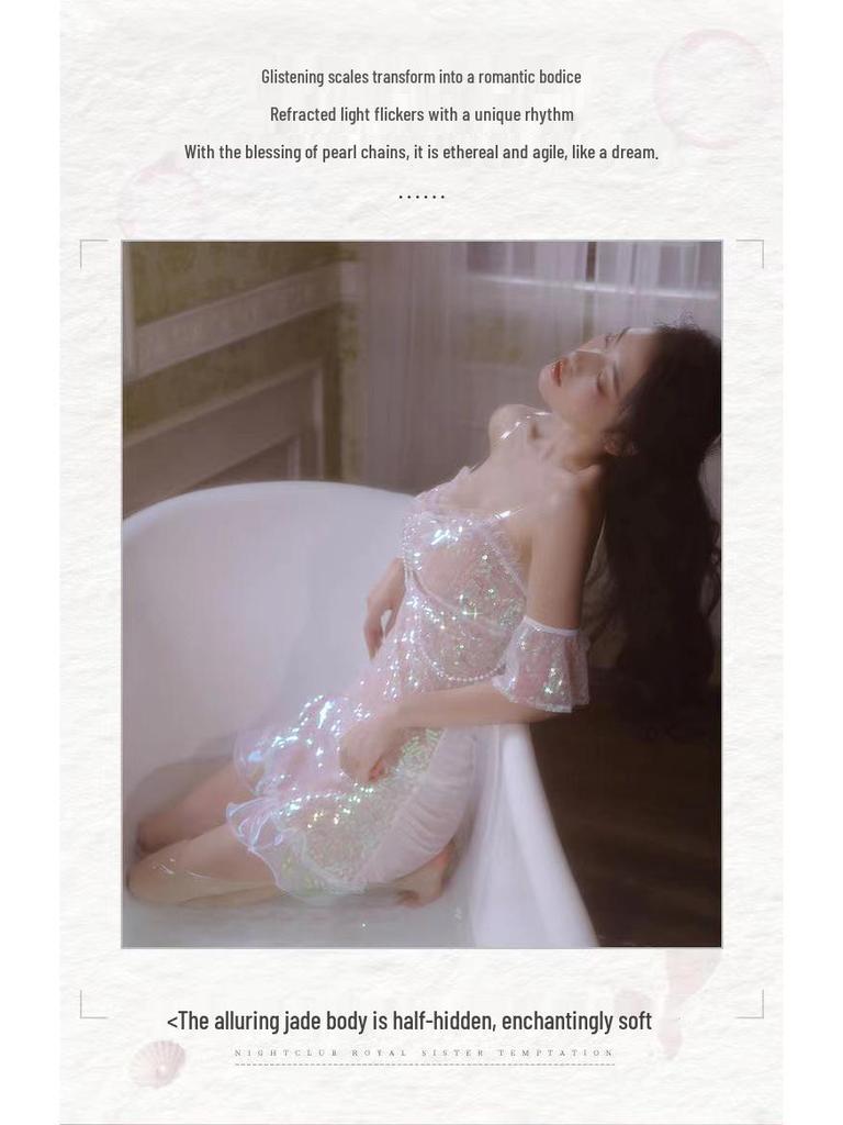 Mermaid Fairy Sweet Lingerie Dress: Bust-Enhancing Sleepwear for Women