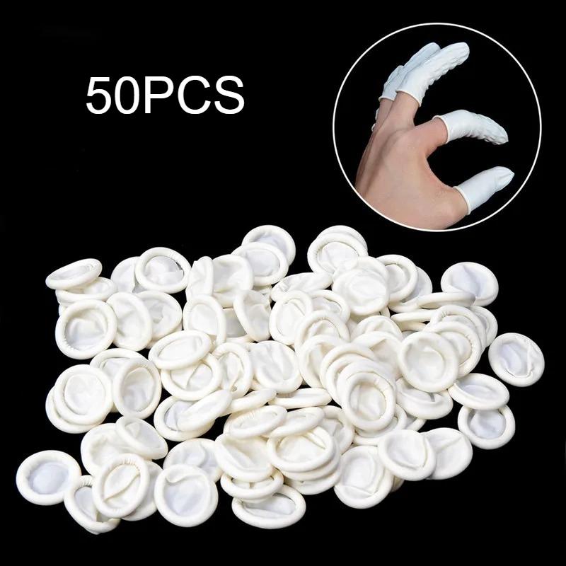 300PCS White Disposable Latex Finger Cover Natural Rubber Gloves Thumb Covers Protector for Fingertips Non-slip Nail Tool