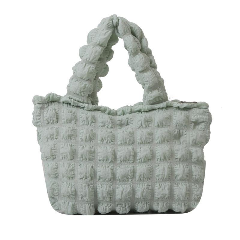 Chic Korean Style Cloud Bag For Girls Fashionable Checkered Handbag In Trendy Colors