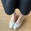 Schafsleder-Version Französische sanfte flache Schleife Flachboden Kleine einzelne Schuhe für Damen mit eckiger Spitze Rosshaar Ballerinas für Damen