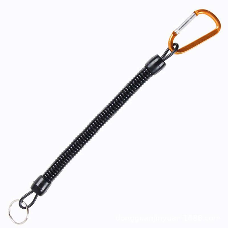 1Pc Tactical Retractable Spring Elastic Rope Portable Fishing Lanyards Outdoor Hiking Camping Carabiner Anti-Lost Phone Keychain