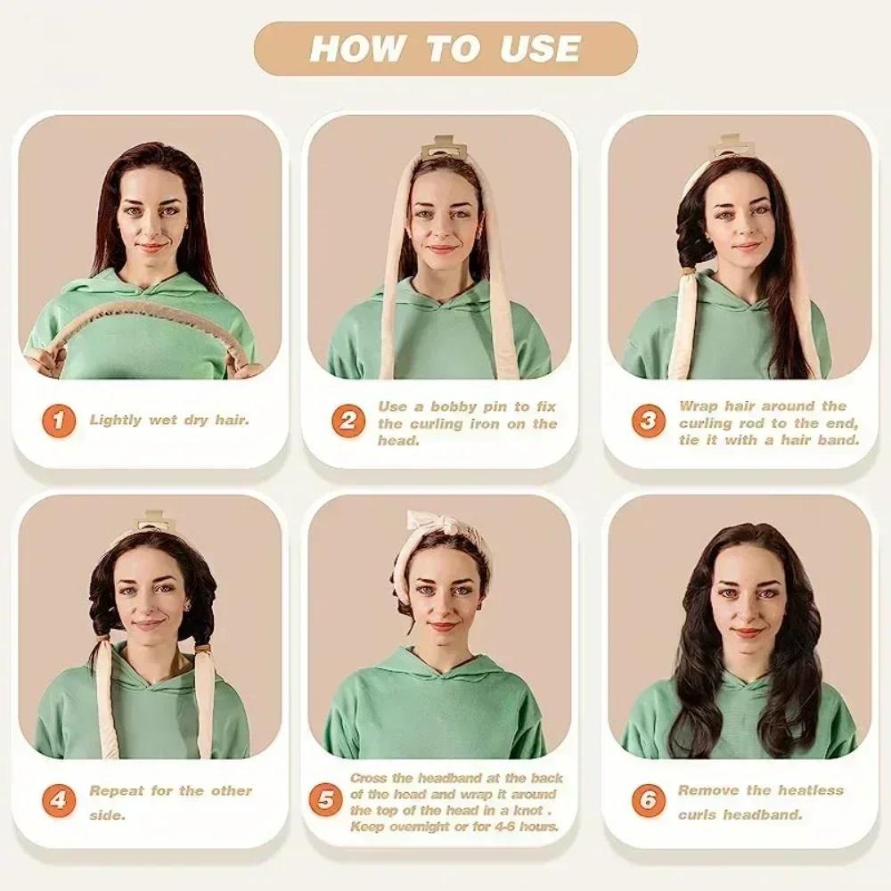 Woman Heatless Curling Rod Headband Lazy Hair Curler No Heat Hair Rollers Soft Curls Sleeping Flexi Rods Girls DIY Styling Tools