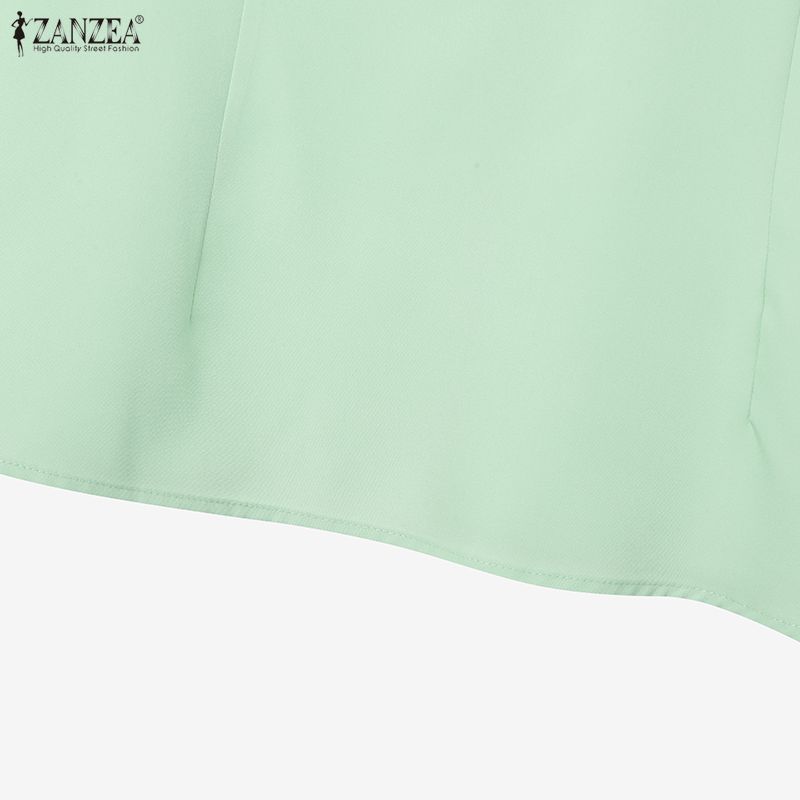 ZANZEA Women Casual Stand Collar Loose 3/4 Sleeve Blouse