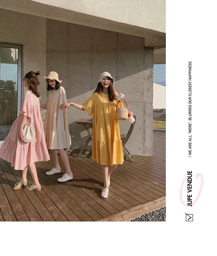 Korean Style Summer Maternity Dress Set - Long, Plus Size & Trendy for Hot Moms