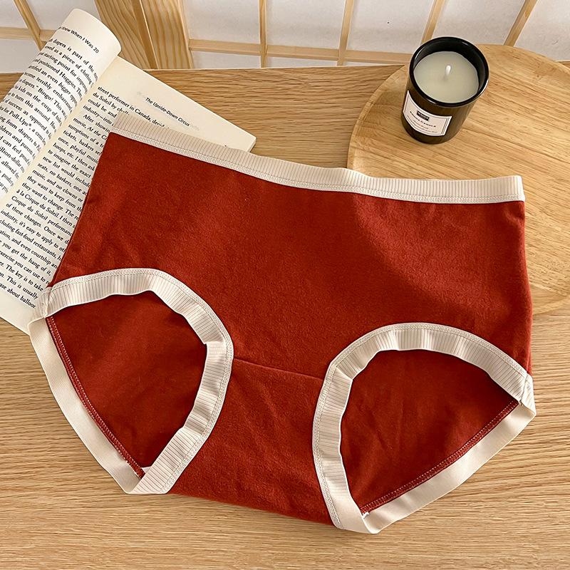 Damen Herbst- und Winterwarme Baumwolle Antibakterielle Weiche Unterwäsche mit mittlerer Taille