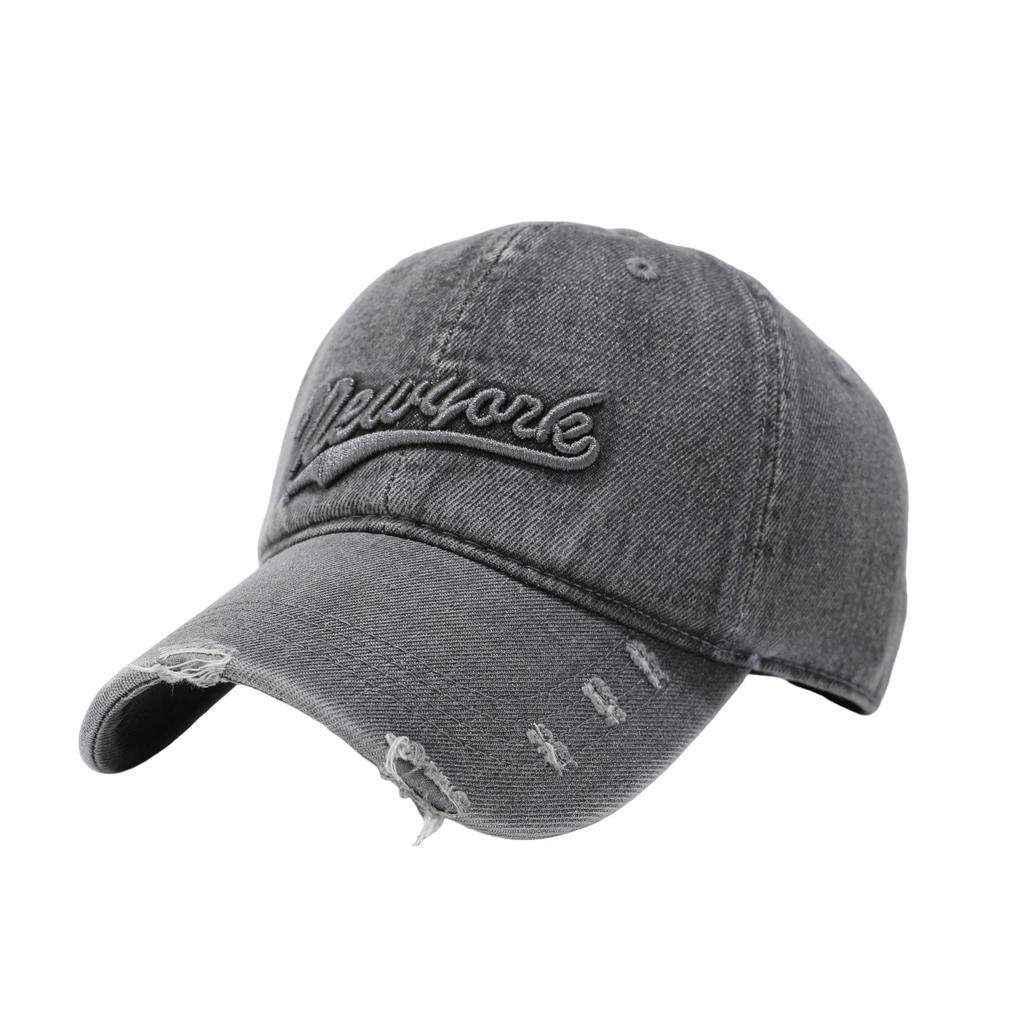 Spot New York Washed Denim Baseball Cap Alphabet Embroidered Cap Sunscreen Visor