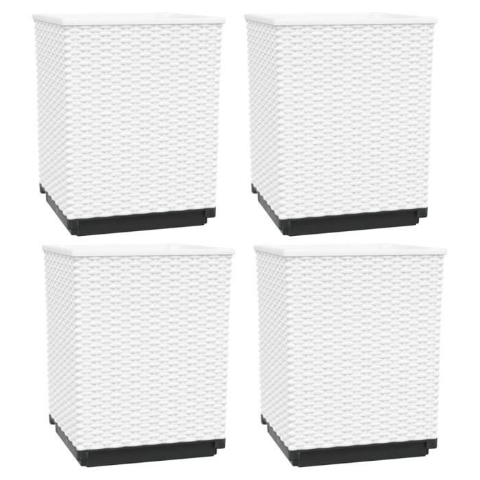 VidaXL Jardinières 4 pcs blanc 30x30x37 cm polypropylène 364188