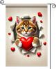 Valentine Garden Ag Valentine's Day Ag Peeking Kitten & Heart Pattern Polyester 12x18 Inches Valentines Day Deco