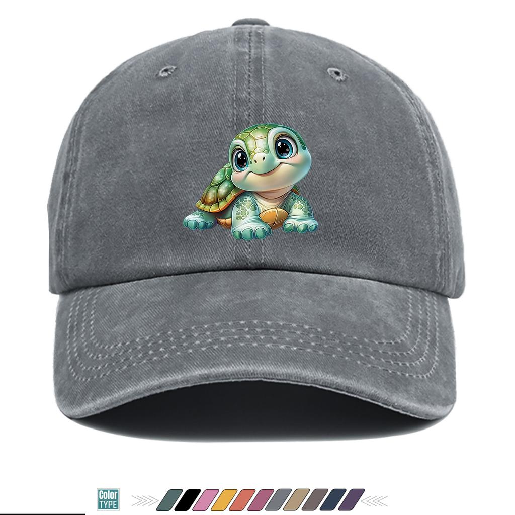 Pc Cartoon Cute Turtle Print Baseball Cap Comfortable Breathable Duckbill Hat Fashionable Cute AgeReducing Design Unisex Ad