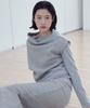 Yutosiseu Race Off-Shoulder Top(Grey)