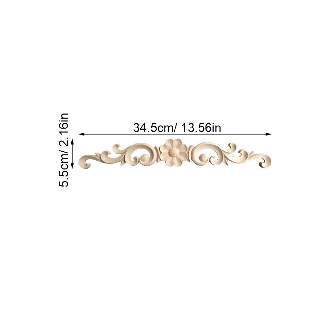 2Pcs Wooden Corner Onlay Carving Art Craft for Furniture Door Head Design Natural Wood Applique Decor Carved Onlay