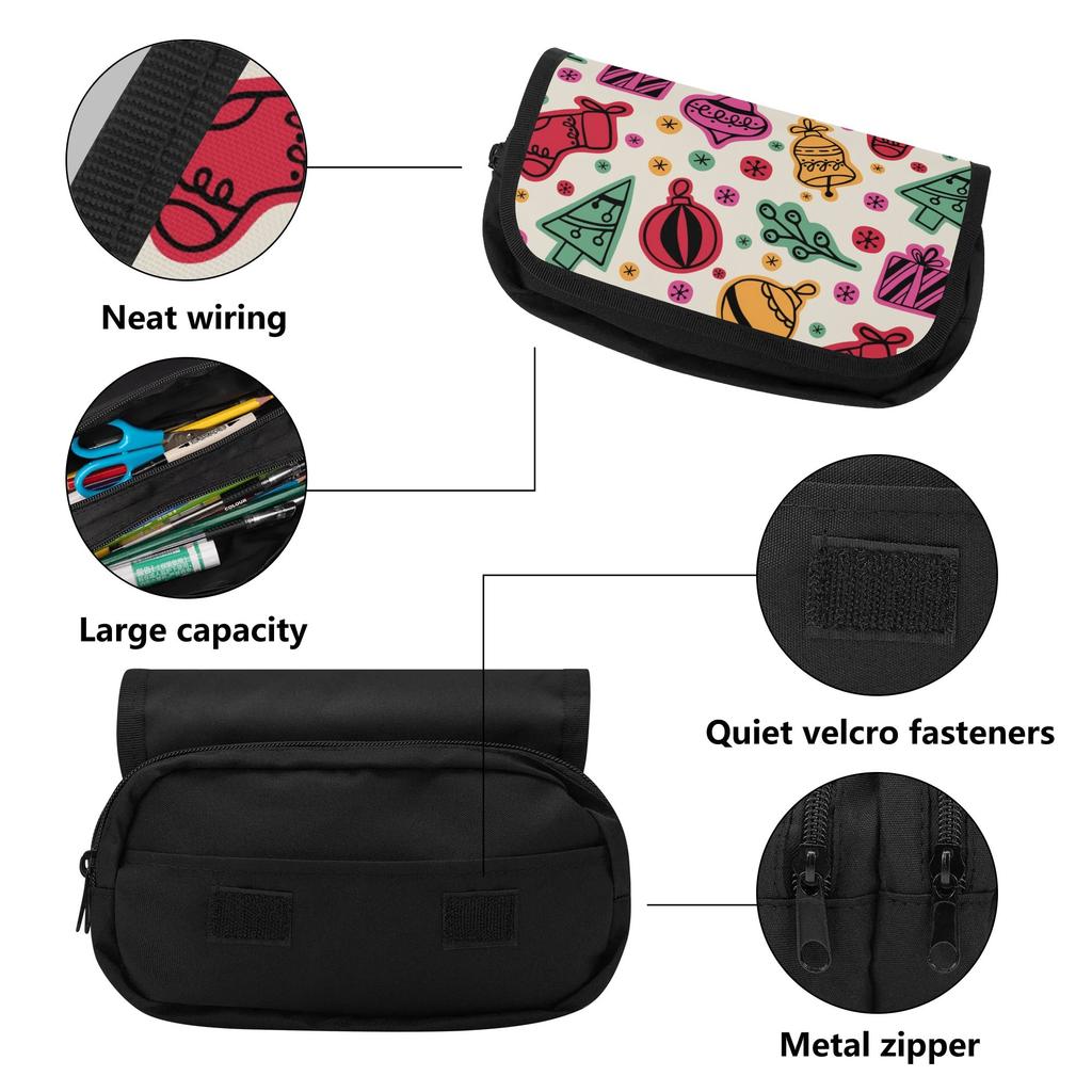 Pen Case Spacious Storage Zipper Closure Wear Resistant Polyester with Double Compartments for School Office Travel for Boys Girls