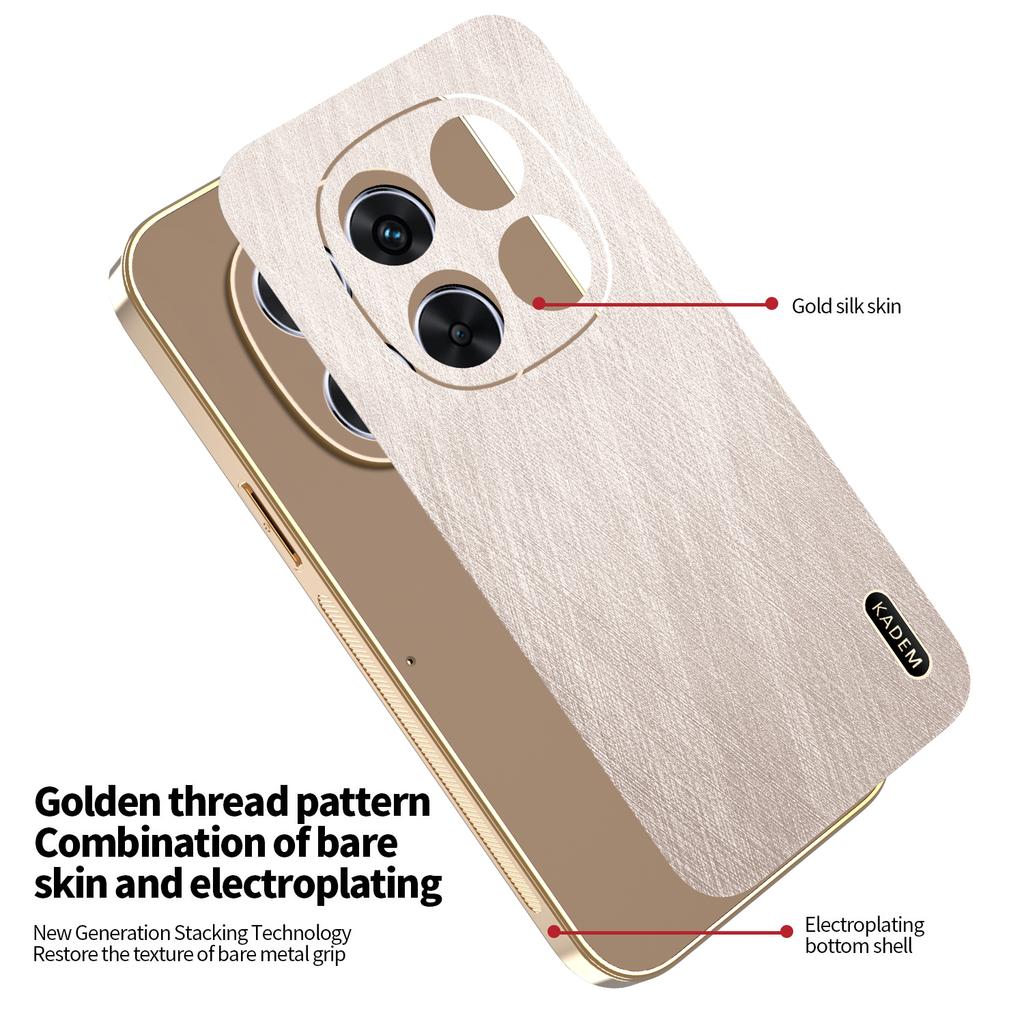KADEM For Xiaomi Redmi Note 14 Pro 5G/Poco X7 5G Case Electroplating Silk Texture PU+TPU Phone Back Cover