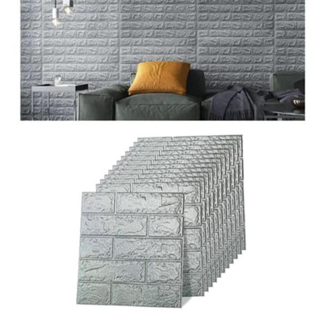 12 BUC Autocolant Zid de Cărămidă Negru Gri Impermeabil Autoadeziv Tapet Cărămidă XPE pentru Decorațiune