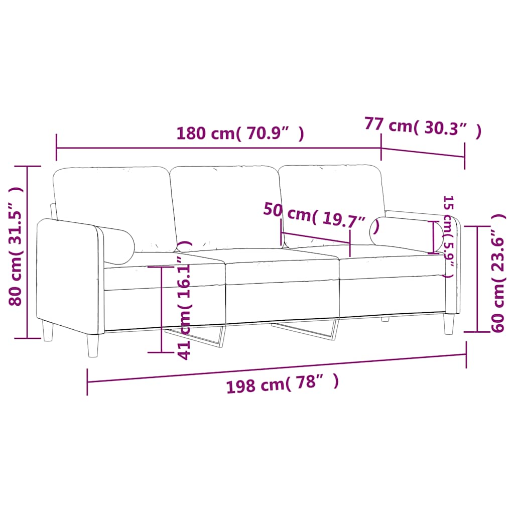 Vidaxl 3-Seater Sofa With Cushions, Yellow, 180 Cm, Velvet