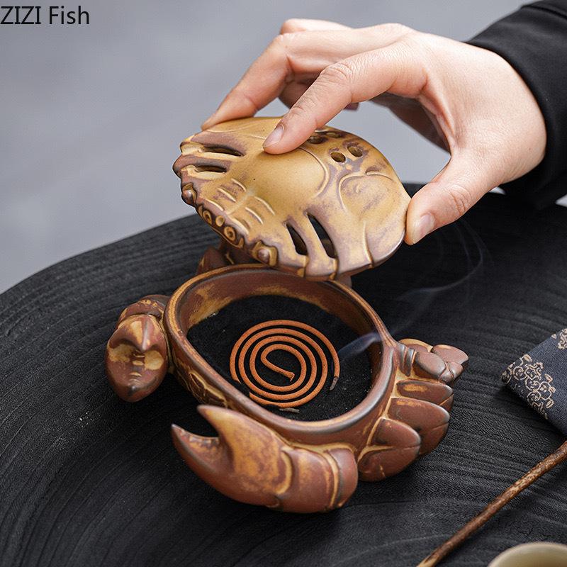 Creative Crab Shape Ceramic Insence Burner Aromatherapy Tray Room Aroma Diffuser Censer Incense Ash Plate Home Aroma Container