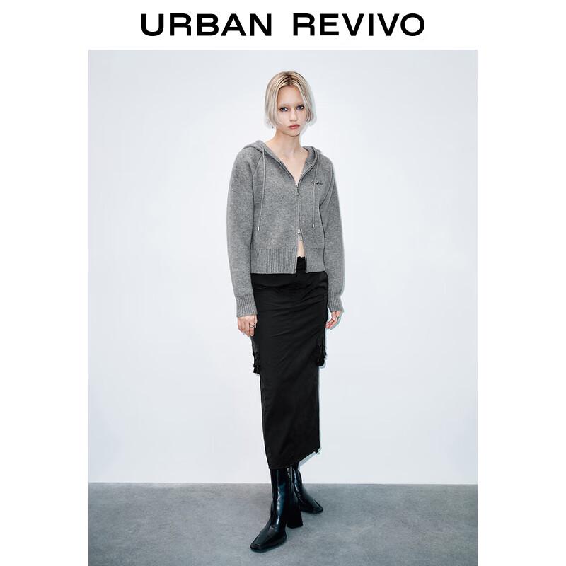 

UR 2025 Spring Women s Hooded Double-Zip Knit Cardigan XS