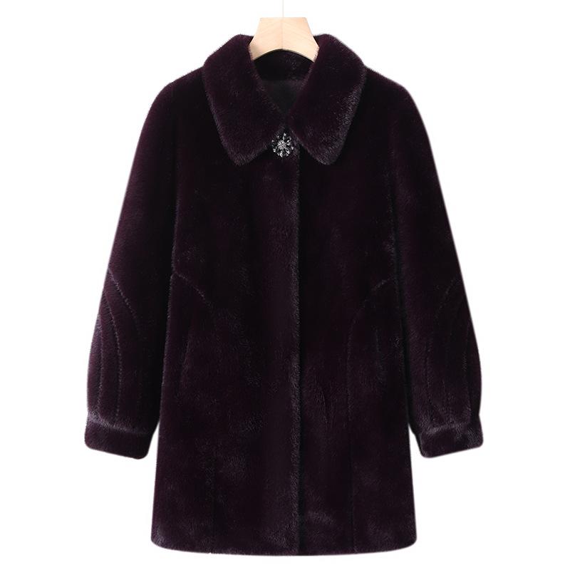 Mom's Stylish Long Winter Coat - Faux Fur, Warm, Noble Temperament, Wide-Bodied, for Middle-Aged Women