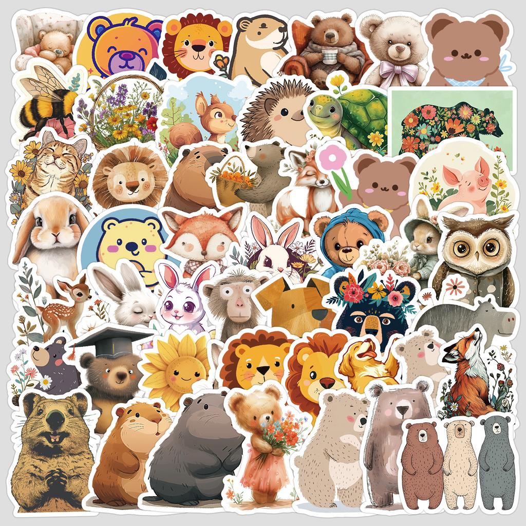 50 Pieces of Fairy Tale Animal Series Graffiti Stickers, Stationery Stickers, Water Cup Computer Waterproof Decorative Stickers