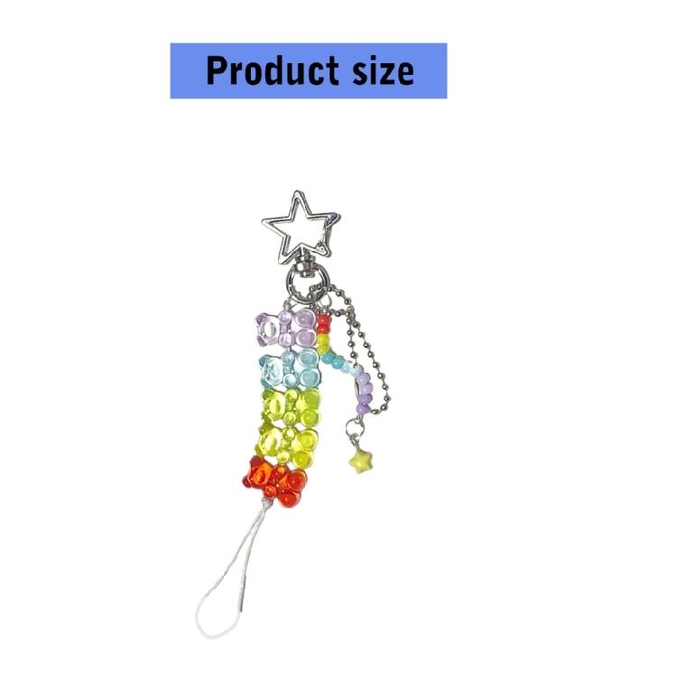 2PCS Colorful Bear Bead Keychain Multifuntional Key Pendant Bag Charm Colorful Key Jewelry Suitable for Travel and Party