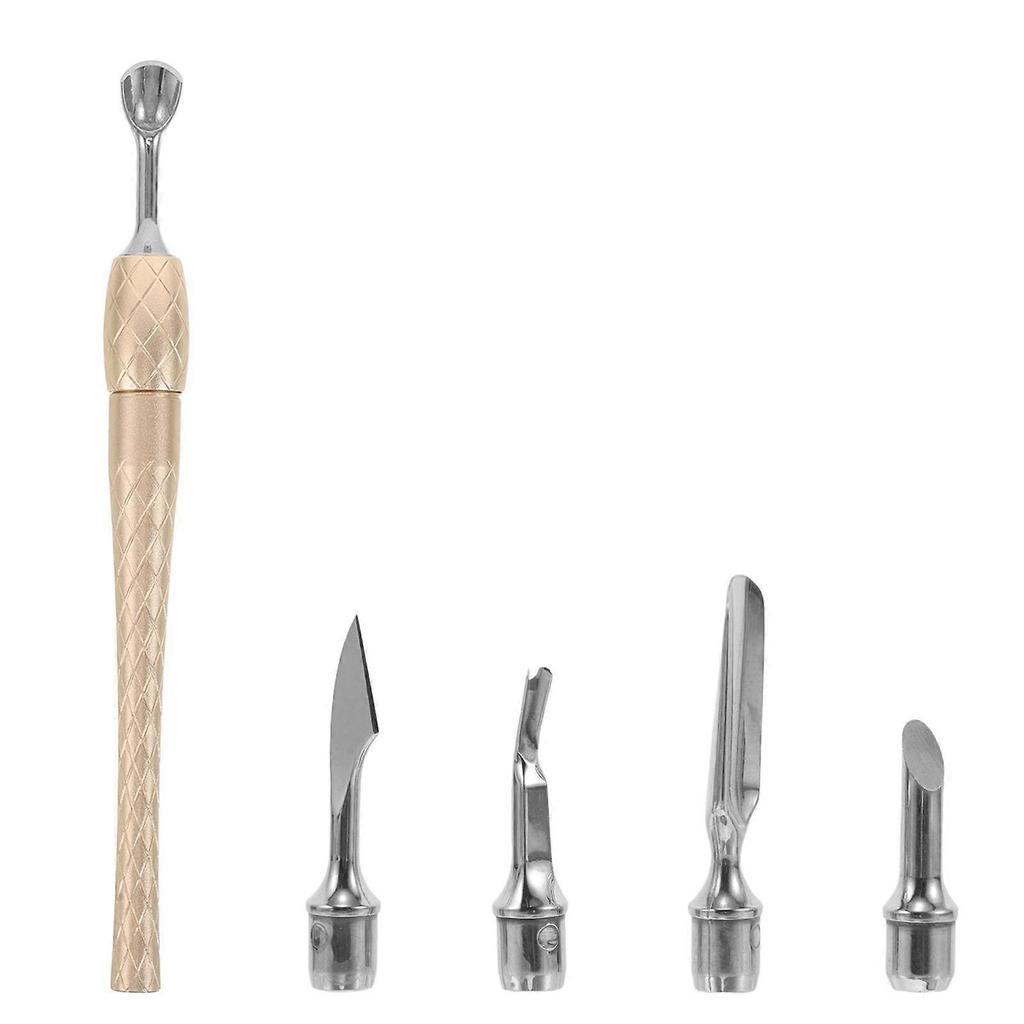 1 Set Cuticle Pusher Remover & Cutter - Stainless Steel Nail Cleaner - Professional Gel Polish Removal Head - Manicure Tool