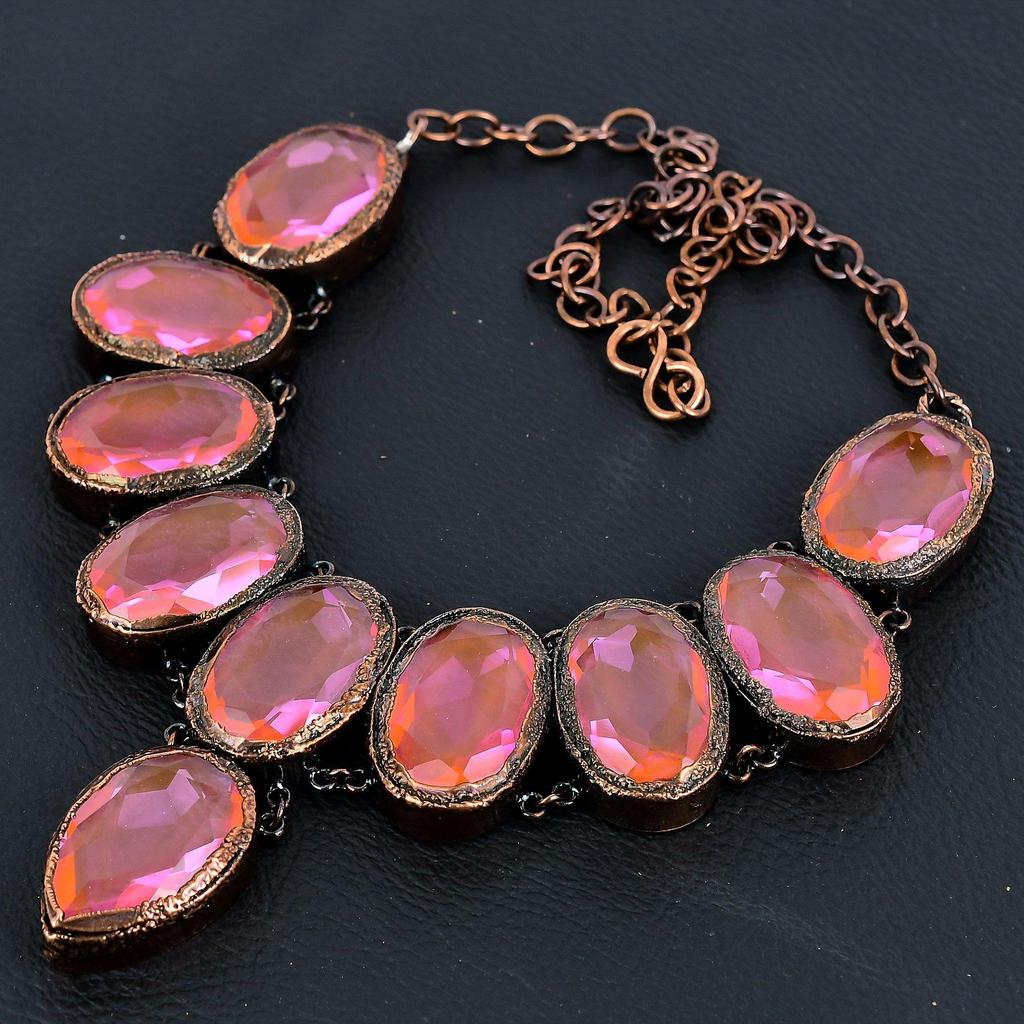 Pink Kunzite Necklace, Copper Electroformed Gemstone Jewelry, Handmade Necklace Amazing Jewelry, Gift For Her