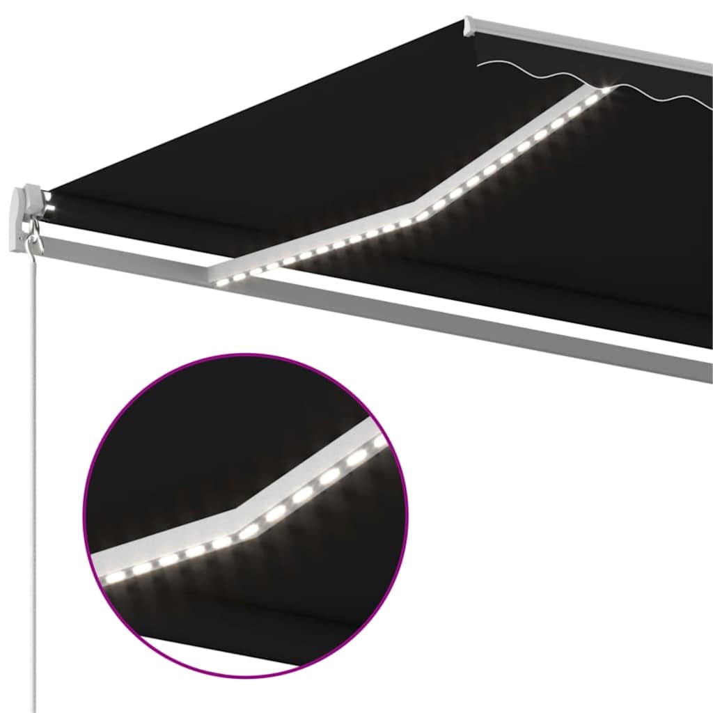 Manual Retractable Awning with LED Lights 600 x 300 cm Anthracite