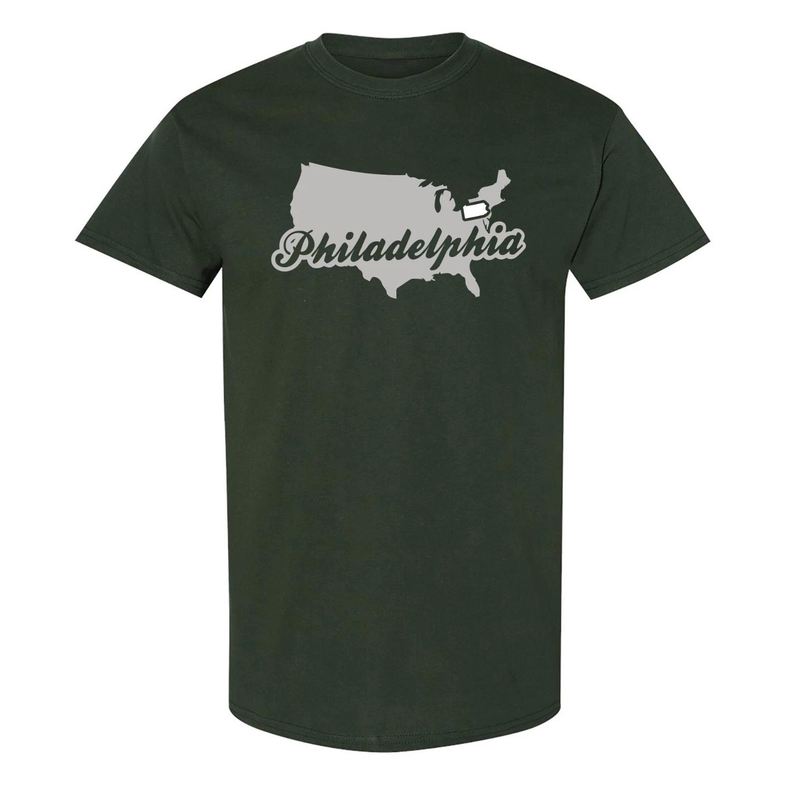 Philadelphia USA Script - Football Team Colors Sports T-Shirt - Forest S